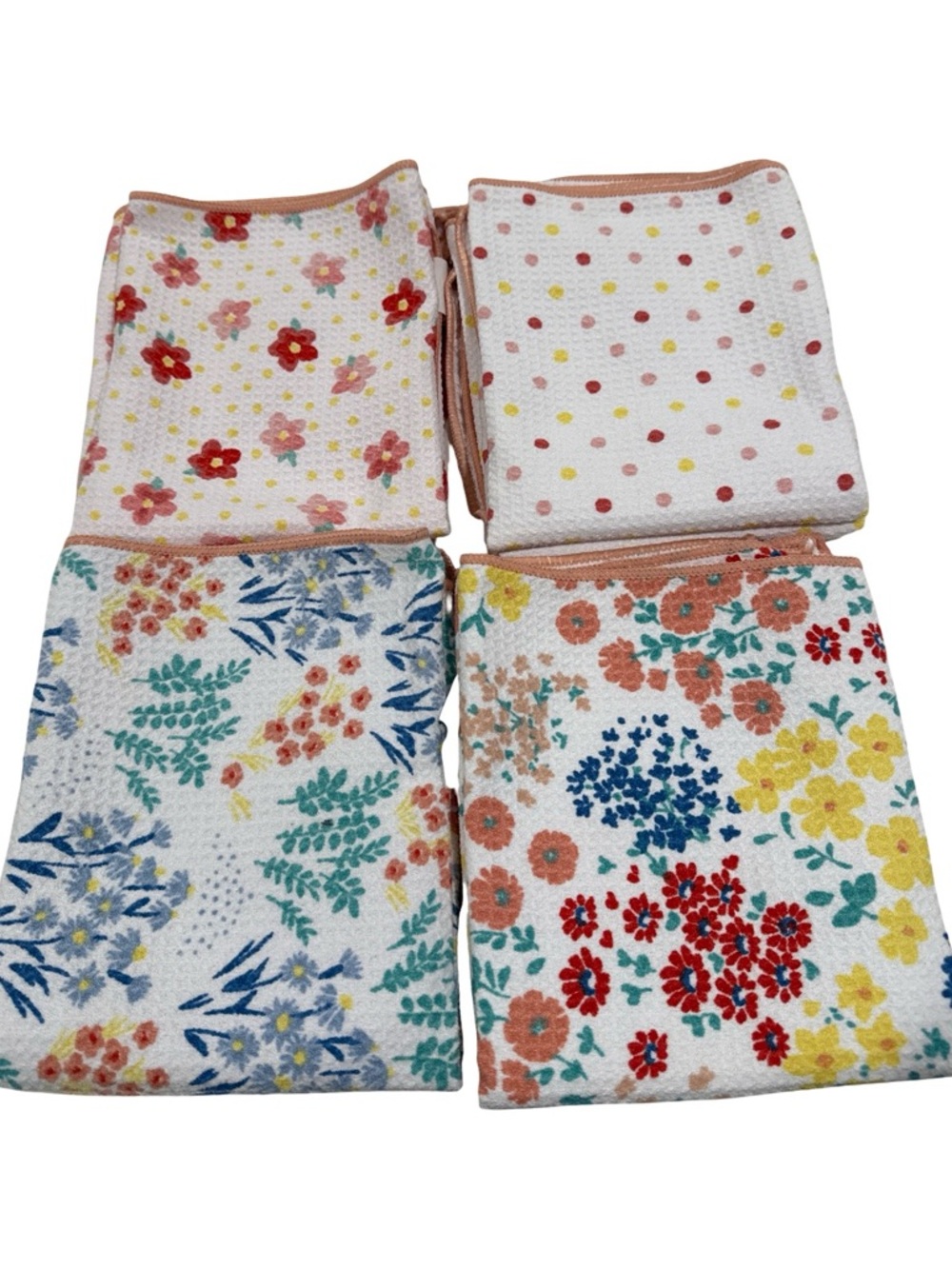 Bundle of 8 Floral Printed Waffle Weave Kitchen Towels - Multicolor - Picture 2 of 2